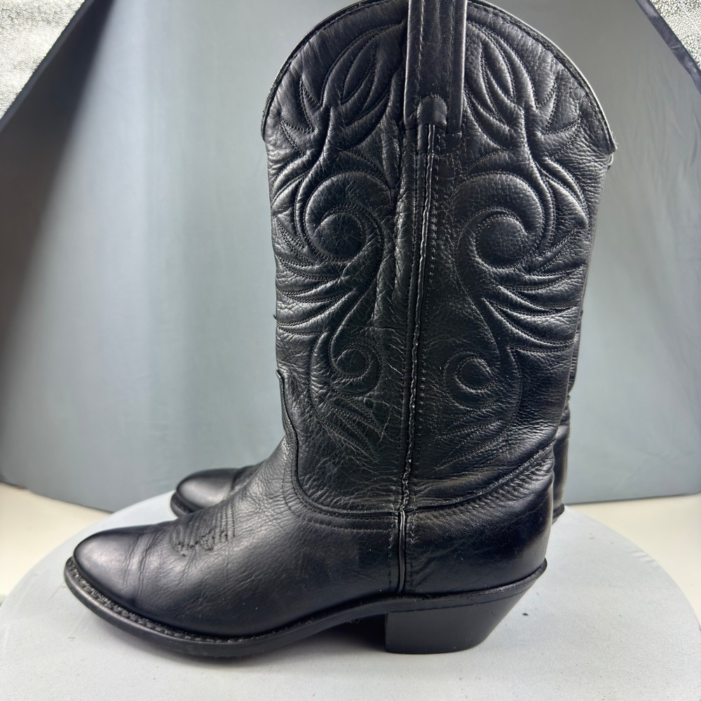 Laredo Abby 51071 Womens Size 7 M Black Leather Cowboy Cowgirl Western Boots